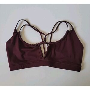 Free People Movement Resilience Soft Bra Large Maroon Strappy Active Athleisure